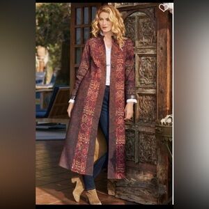 Soft Surroundings Icon Bedouin Multicolor Floral Duster Lined Coat in Size PXS